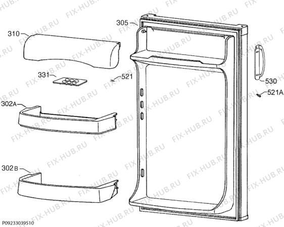 Взрыв-схема холодильника Zanussi ZRG15805WA - Схема узла Door 003